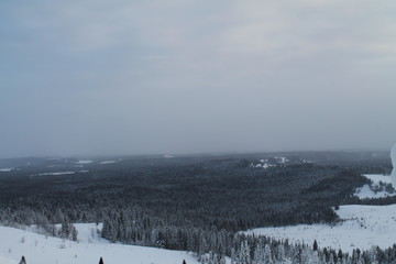 winter landscape with snow and blue sky