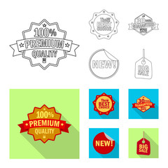 Vector illustration of emblem and badge sign. Collection of emblem and sticker stock vector illustration.