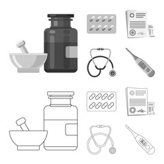 Isolated object of pharmacy and hospital sign. Collection of pharmacy and business stock symbol for web.