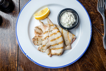 Roasted squid on board