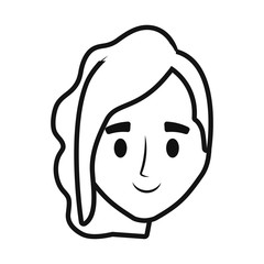 woman face happy expression thin line