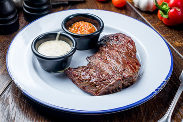 grilled Denver steak on plate