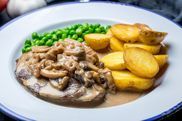 roast beef Steak with mushroom sause
