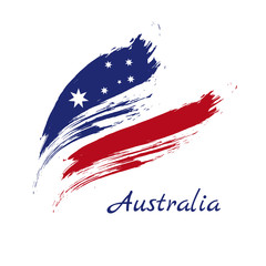 Brush painted Australia flag. Hand drawn style vector illustration.