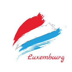 Luxembourg flag brush colored, vector illustration isolated on white background.