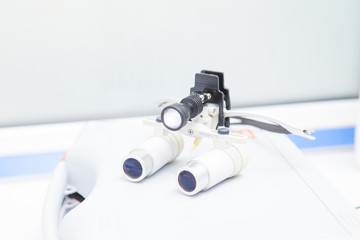 Glasses-microscope of the dentist, spectacles magnifying binocular