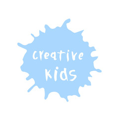 Vector illustration of creative kids text. Logo for creativity class, kids art, craft. Banner of art and design education for children. Learning icon concept. Illustration for art class, school.