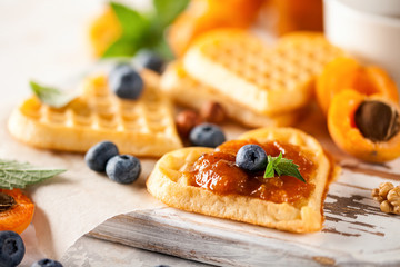 The Belgian wafers with  jam