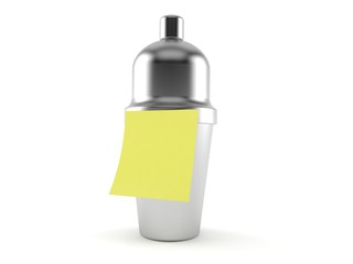 Cocktail shaker with blank yellow sticker