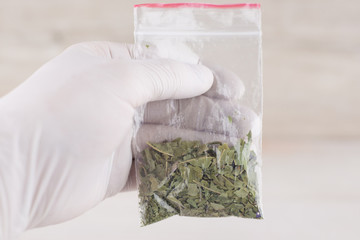 expert analysis of the contents of the package with physical evidence, a suspicion of the presence...