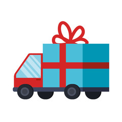 delivery service truck with gift