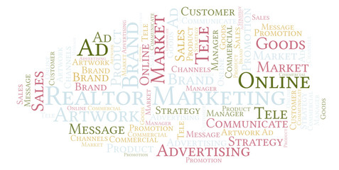 Obraz premium Word cloud with text Realtor Marketing.