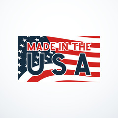 Naklejka na ściany i meble Made in USA badge with USA flag elements. Vector illustration
