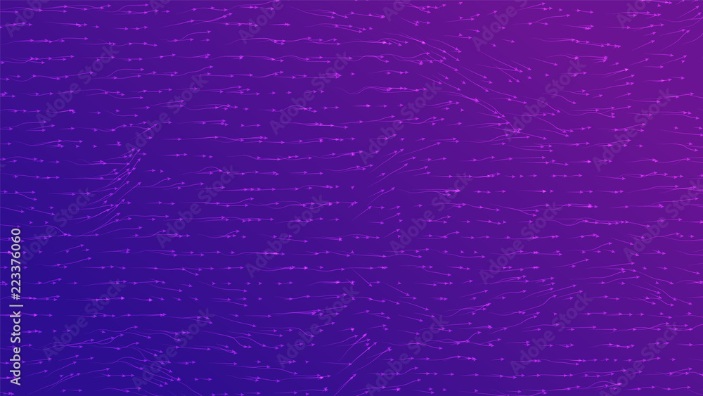 Poster vector field visualization of forces. magnetic or gravitational fluctuations chart. science backdrop