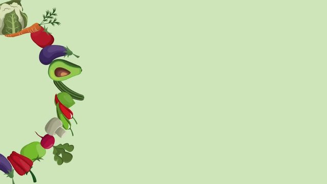 Organic and fresh vegetables HD animation