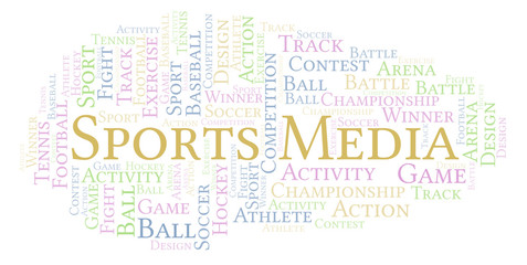 Obraz premium Sports Media word cloud.