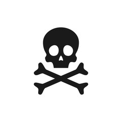 Skull and crossbones icon. Poison warning sign. Vector illustration