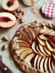 Peach cake on the table