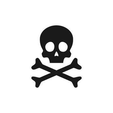 Skull and crossbones icon. Poison warning sign. Vector illustration