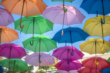 Fototapeta na wymiar Umbrella Sky Project in Coral Gables, Florida