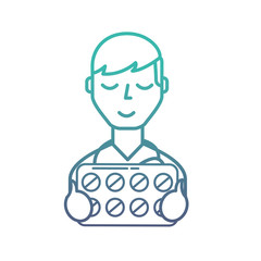 man character holding packaging pills prescription