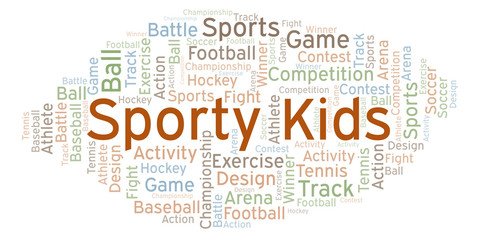 Fototapeta premium Sporty Kids word cloud.