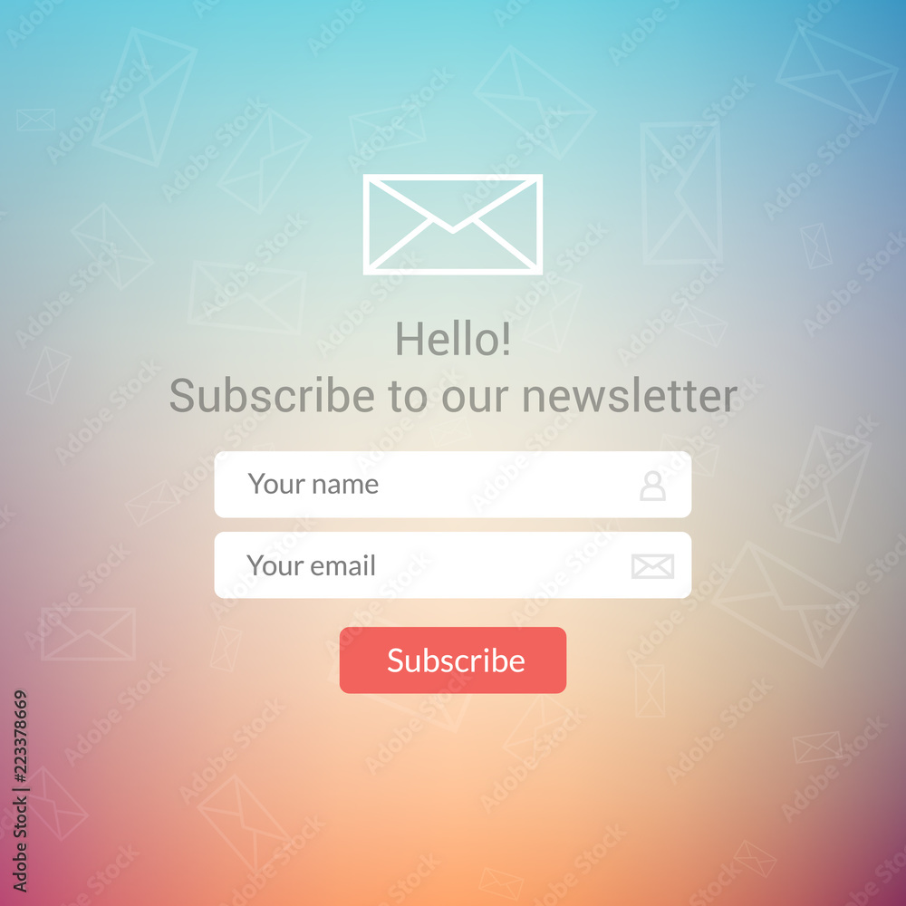 Poster vector template email subscribe. submit form for website email letter banner.
