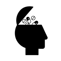 profile human head filled pills medication