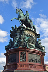 Fototapeta na wymiar Monument to Russian Emperor Nicholas I (1856) on St Isaac's Square. St Petersburg, Russia