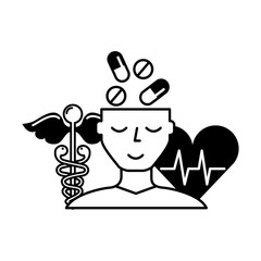 human profile pills mental heartbeat caduceus