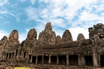 Bayon ancient temple at Ankgor Thom at Angkor Wat complex in Siem Reap Cambodia.