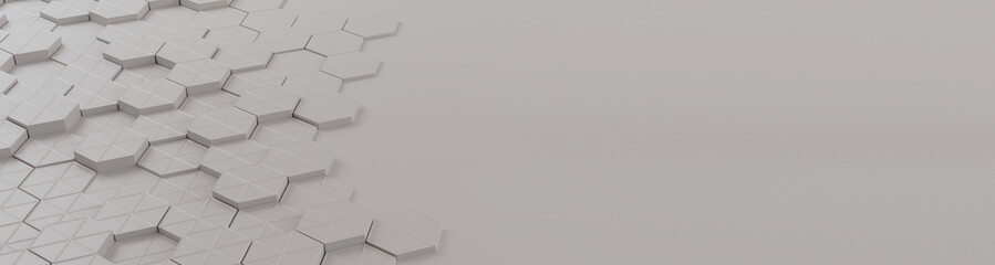 Hexagon shapes with triangular cuts, banner. 