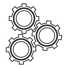 Gears working symbol in black and white