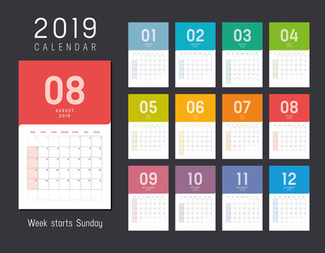 Year 2019 calendar