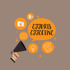 Writing note showing Efforts Effective. Business photo showcasing Produces the results as per desired Goal Target Achieve.
