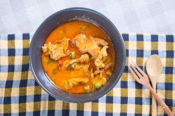 Thai red chili Panang curry with pork