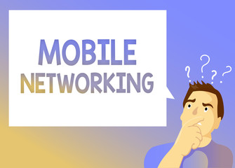 Text sign showing Mobile Networking. Conceptual photo Communication network where the last link is wireless.