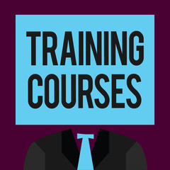 Writing note showing Training Courses. Business photo showcasing is series of lessons or lectures teaching skills you need.