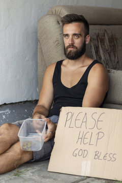 Homeless beggar