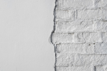 white brick wall plastered and painted background