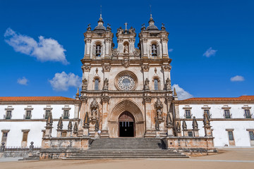 Alcobaca, Portugal. Monastery of Alcobaca Abbey, a masterpiece of the Medieval Gothic architecture. Cistercian Religious Order