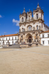 Fototapeta na wymiar Alcobaca, Portugal. Monastery of Alcobaca Abbey, a masterpiece of the Medieval Gothic architecture. Cistercian Religious Order