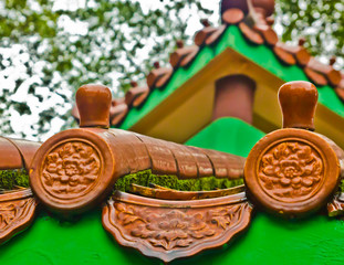traditional Chinese roof tiles, close-up 