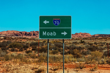 Highway Sign Outside Of Moab Utah