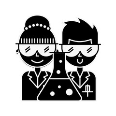 scientific man and woman professional test tube chemistry laboratory