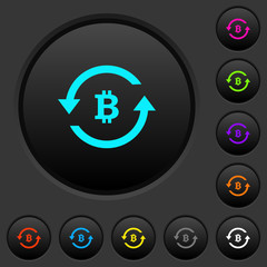 Bitcoin pay back dark push buttons with color icons