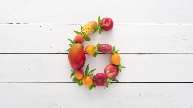 Counting down from 10 to 1. Countdown created with food. Typography made from objects. 4k Stop motion animation - seamless loop.