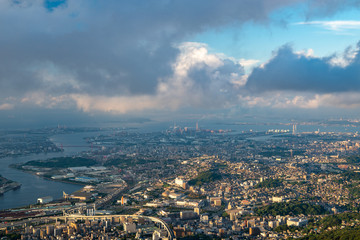 皿倉山展望台から眺める地方都市の夕暮れ【福岡県北九州市】