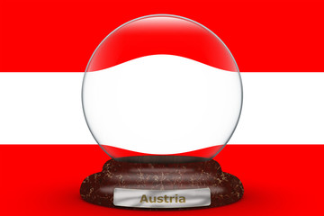 Flag of Austria on a snow globe background.