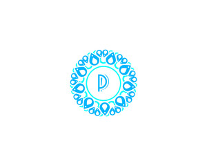 Logo Elegance Letter P Premium Rounded Floral Monogram Vector